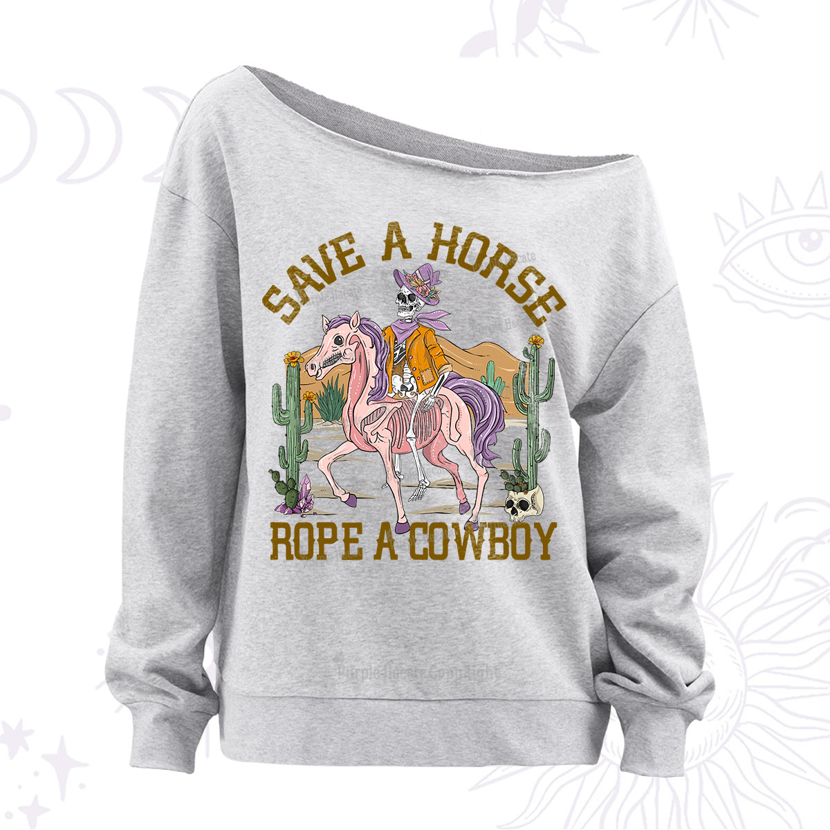 Purplehecate Save A Horse Rope A Cowboy Off The Shoulder Sweatshirt