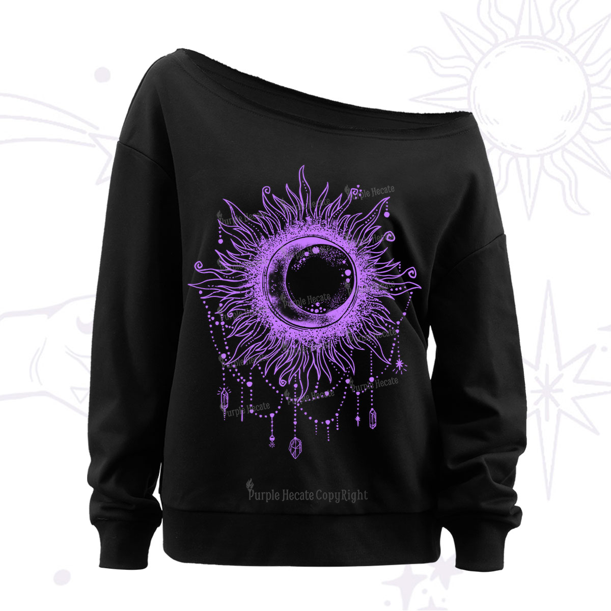 Purplehecate Starry Eye Off The Shoulder Sweatshirt