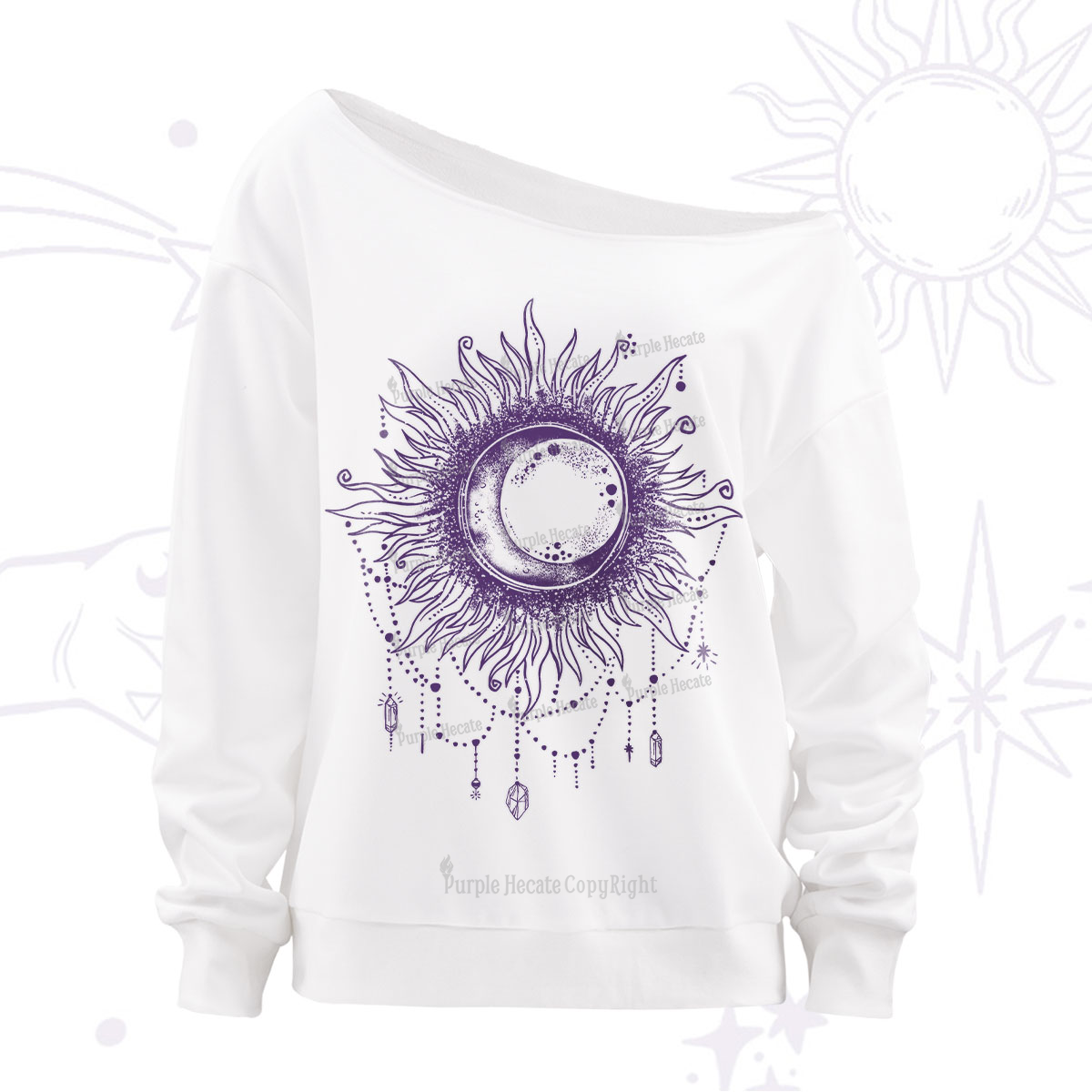 Purplehecate Starry Eye Off The Shoulder Sweatshirt