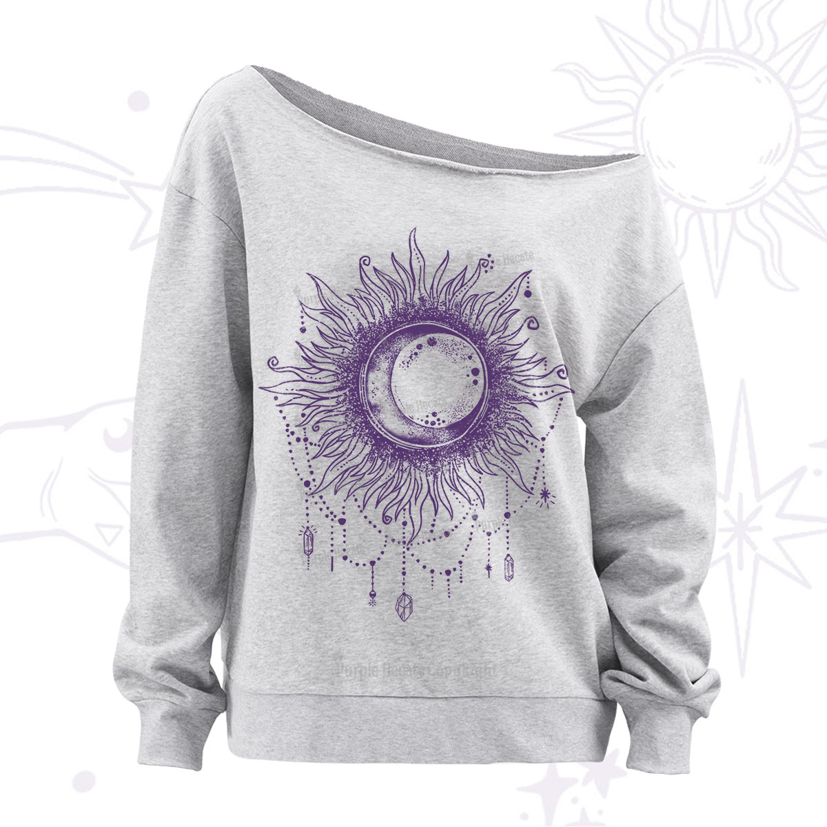 Purplehecate Starry Eye Off The Shoulder Sweatshirt