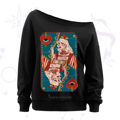 Purplehecate Mystic Queen of Heart Off The Shoulder Sweatshirt
