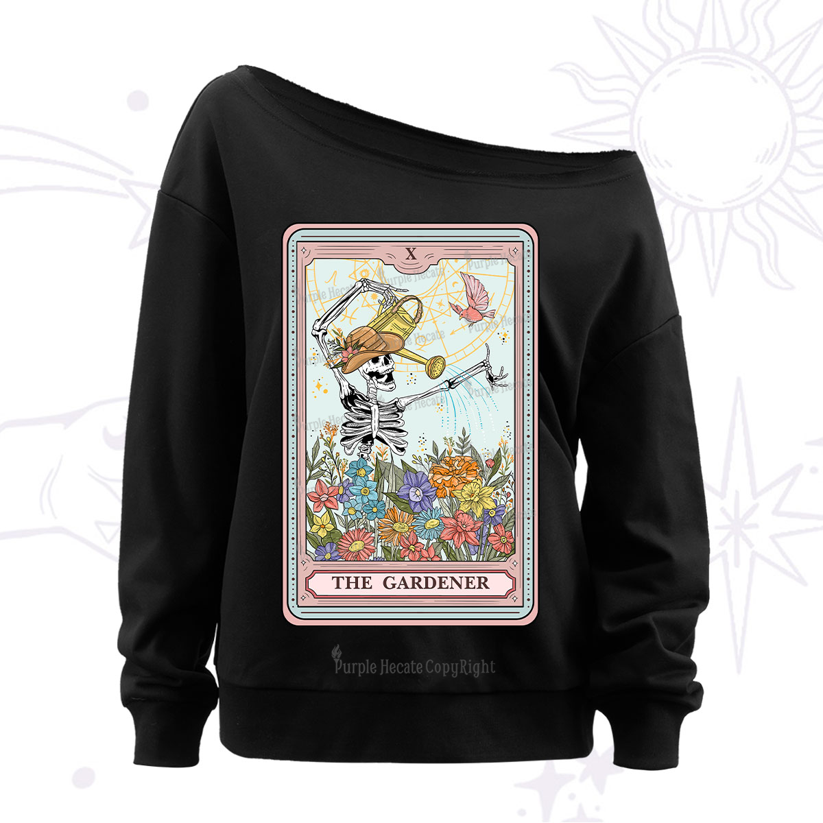 Purplehecate The Gardener Tarot Off The Shoulder Sweatshirt