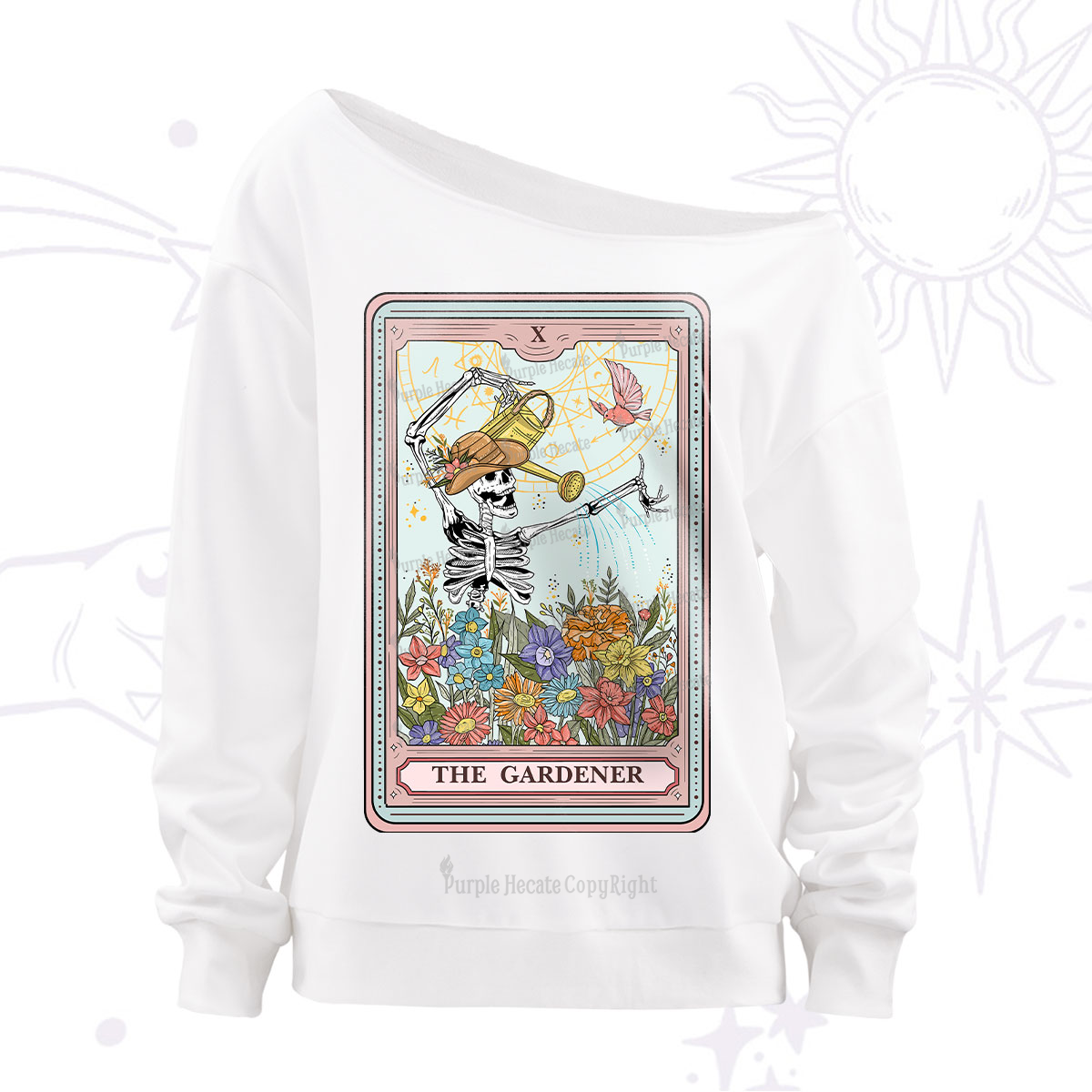 Purplehecate The Gardener Tarot Off The Shoulder Sweatshirt