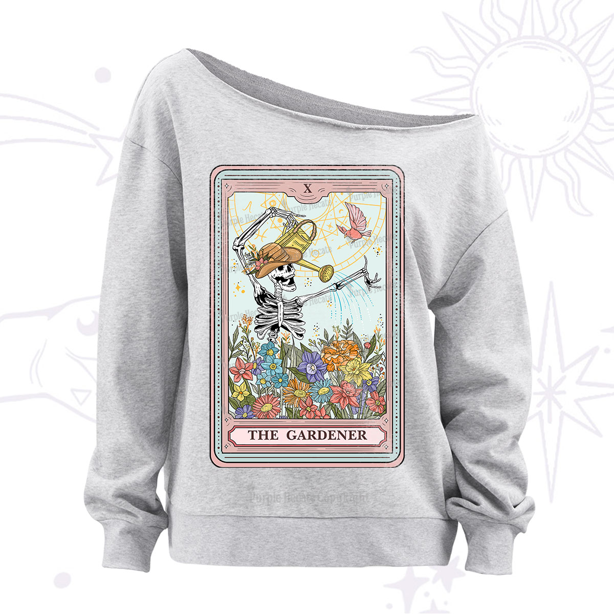 Purplehecate The Gardener Tarot Off The Shoulder Sweatshirt
