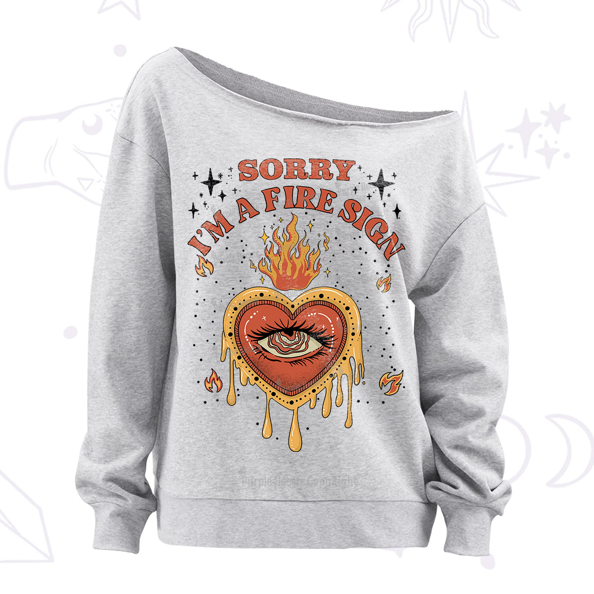 Purplehecate Sorry I'm A Fire Sign Off The Shoulder Sweatshirt