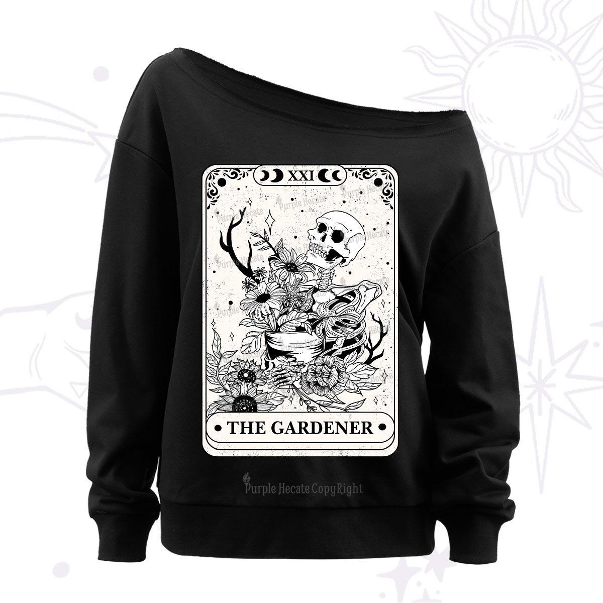 Purplehecate The Gardener Tarot Off The Shoulder Sweatshirt
