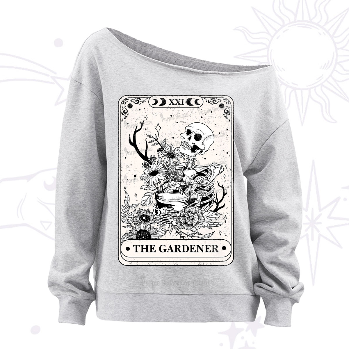 Purplehecate The Gardener Tarot Off The Shoulder Sweatshirt
