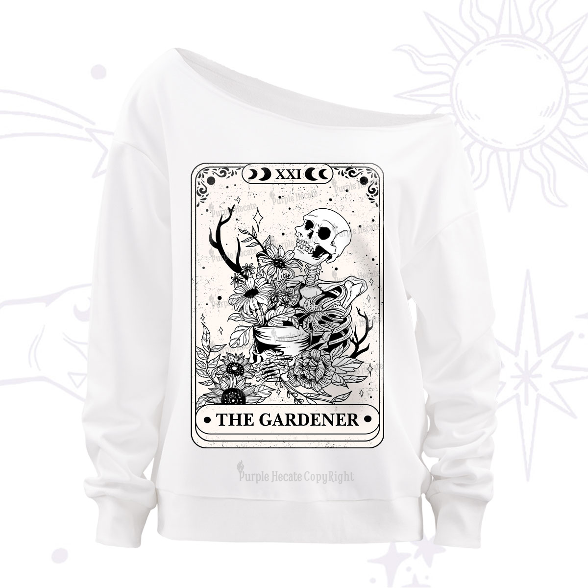 Purplehecate The Gardener Tarot Off The Shoulder Sweatshirt
