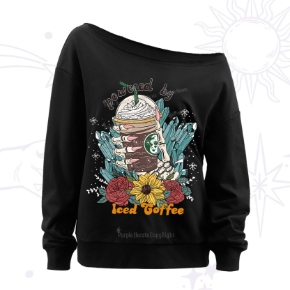 Purplehecate Powered By Ice Coffee Off The Shoulder Sweatshirt