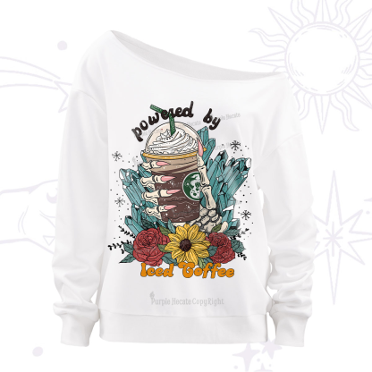 Purplehecate Powered By Ice Coffee Off The Shoulder Sweatshirt