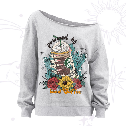 Purplehecate Powered By Ice Coffee Off The Shoulder Sweatshirt