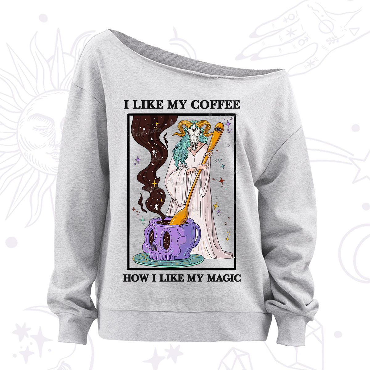Purplehecate I Like My Coffee How I Like My Magic Off The Shoulder Sweatshirt