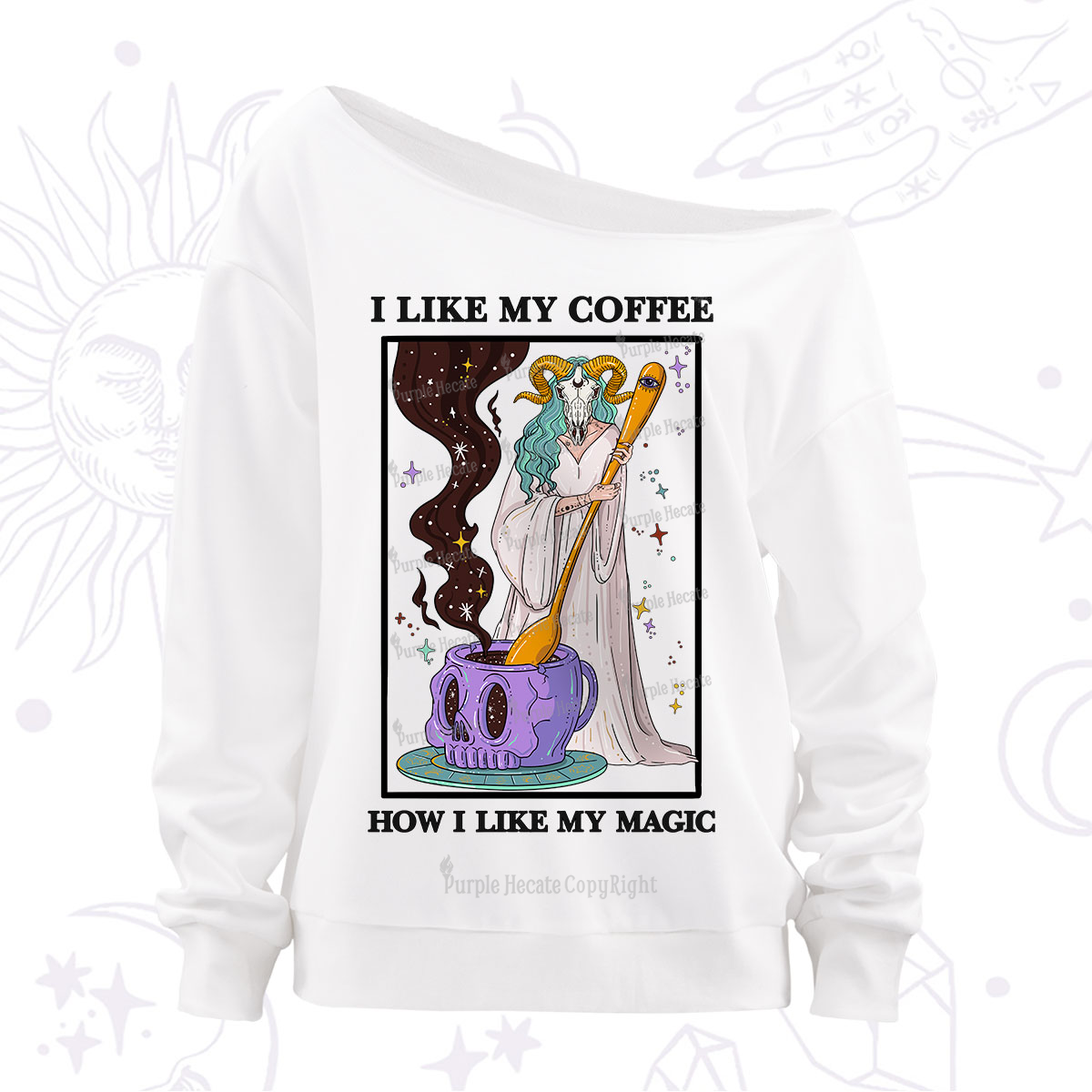 Purplehecate I Like My Coffee How I Like My Magic Off The Shoulder Sweatshirt