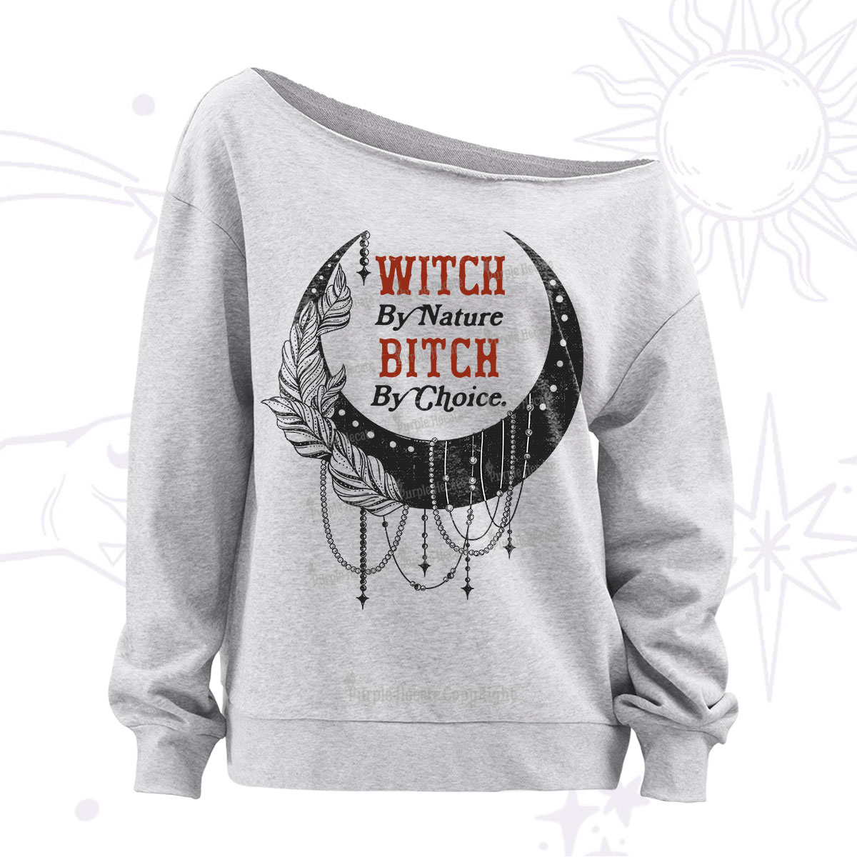 Purplehecate Witch By Nature Bitch By Choice Off The Shoulder Sweatshirt