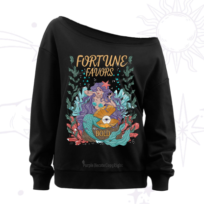 Purplehecate Fortune Favors The Bold Off The Shoulder Sweatshirt
