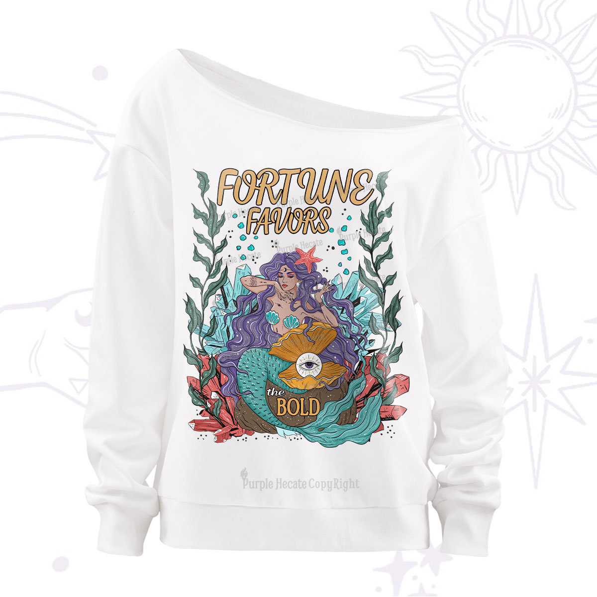 Purplehecate Fortune Favors The Bold Off The Shoulder Sweatshirt