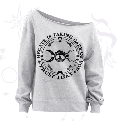 Purplehecate Hecate Is Taking Care Of You Off The Shoulder Sweatshirt