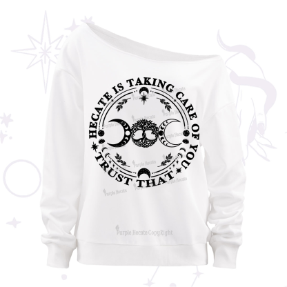 Purplehecate Hecate Is Taking Care Of You Off The Shoulder Sweatshirt
