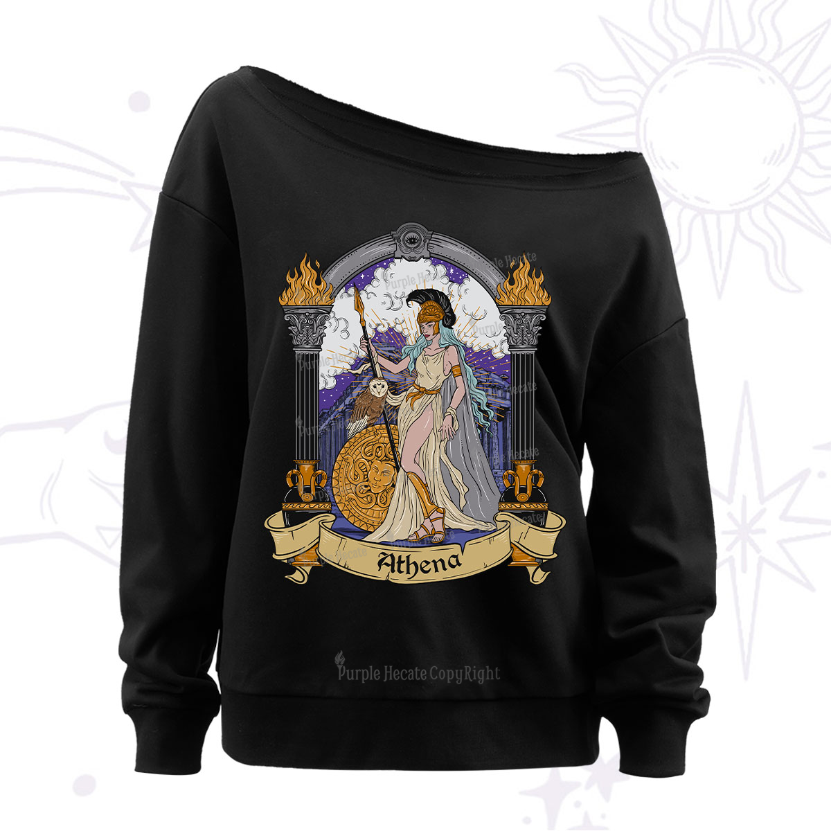 Purplehecate Celestial Taurus Zodiac Off The Shoulder Sweatshirt