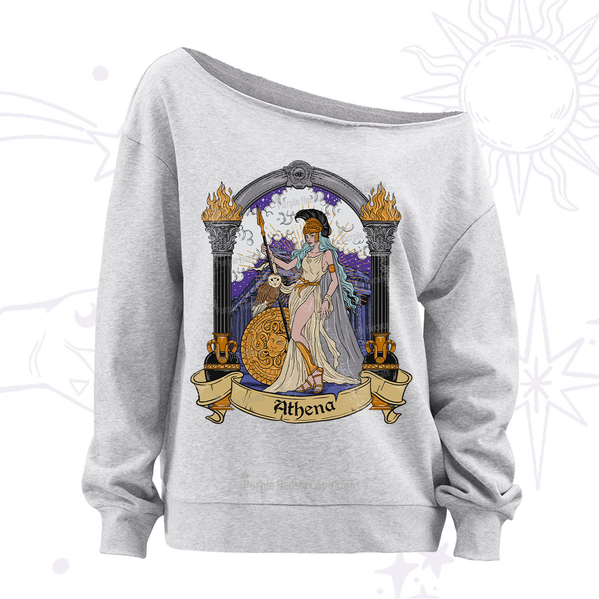 Purplehecate Celestial Taurus Zodiac Off The Shoulder Sweatshirt