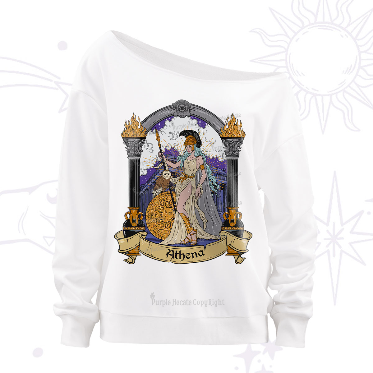 Purplehecate Celestial Taurus Zodiac Off The Shoulder Sweatshirt