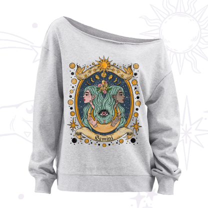 Purplehecate Celestial Gemini Zodiac Off The Shoulder Sweatshirt