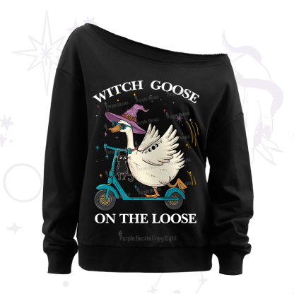 Purplehecate Witch Goose On The Loose Off The Shoulder Sweatshirt