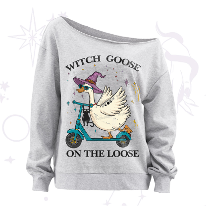Purplehecate Witch Goose On The Loose Off The Shoulder Sweatshirt