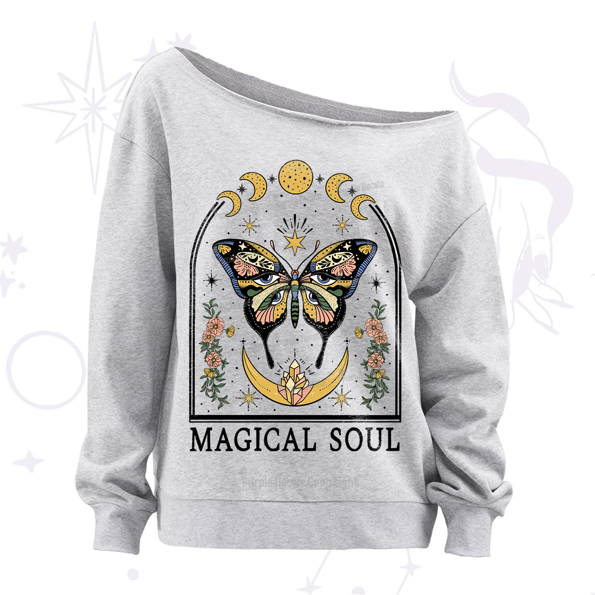 Purplehecate Magical Soul Off The Shoulder Sweatshirt