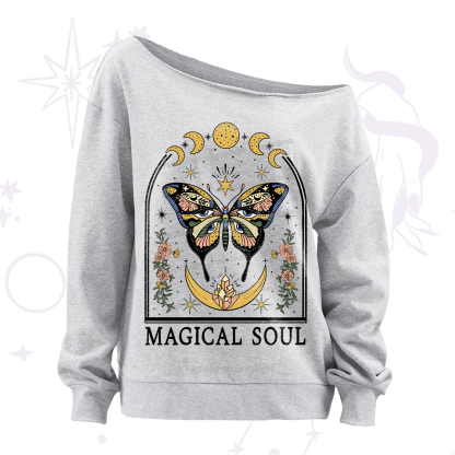 Purplehecate Magical Soul Off The Shoulder Sweatshirt