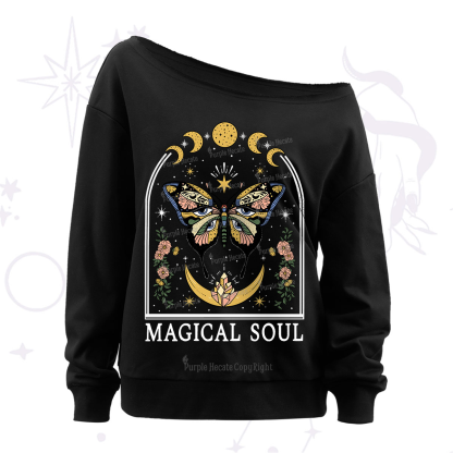 Purplehecate Magical Soul Off The Shoulder Sweatshirt