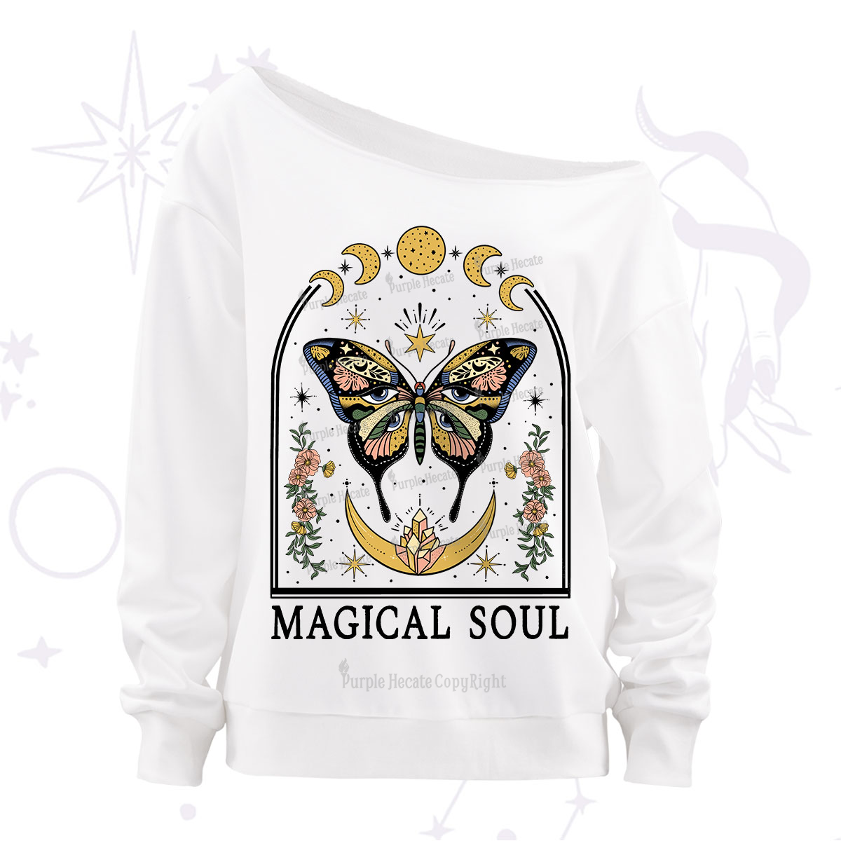 Purplehecate Magical Soul Off The Shoulder Sweatshirt
