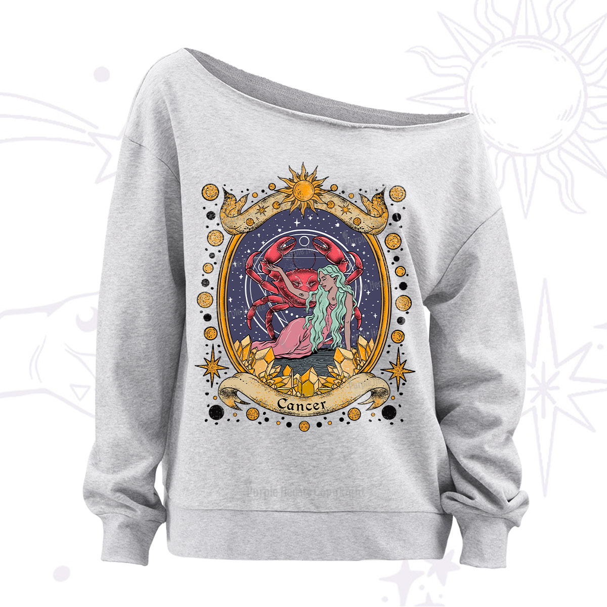 Purplehecate Celestial Cancer Zodiac Off The Shoulder Sweatshirt