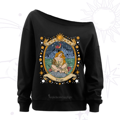 Purplehecate Celestial Virgo Zodiac Off The Shoulder Sweatshirt