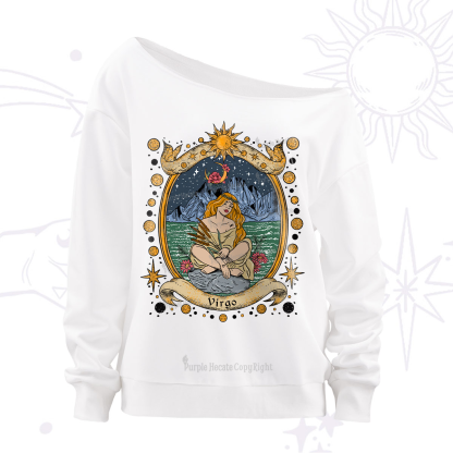 Purplehecate Celestial Virgo Zodiac Off The Shoulder Sweatshirt
