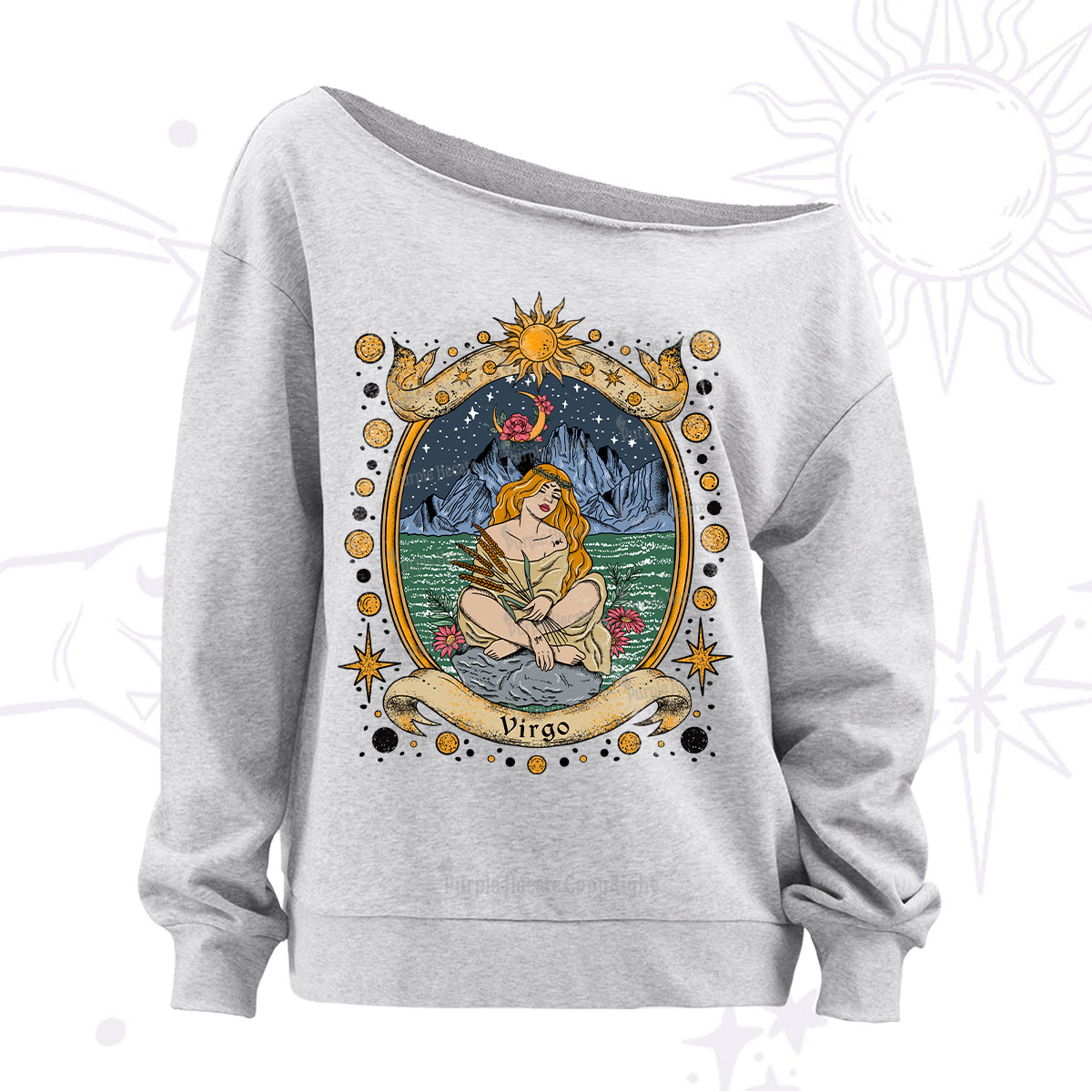 Purplehecate Celestial Virgo Zodiac Off The Shoulder Sweatshirt