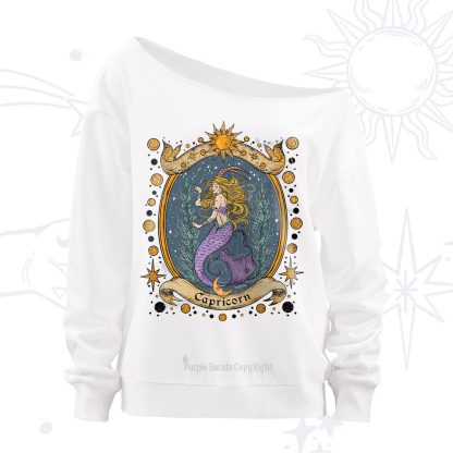 Purplehecate Celestial Capricorn Zodiac Off The Shoulder Sweatshirt