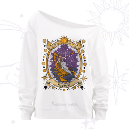Purplehecate Celestial Scorpio Zodiac Off The Shoulder Sweatshirt
