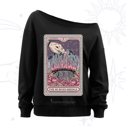 Purplehecate The Burned Bridge Tarot Off The Shoulder Sweatshirt