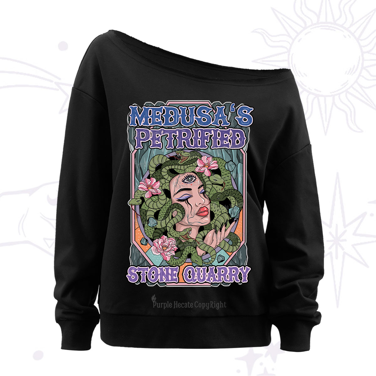 Purplehecate The Gorgon with Snake Hair Medusa Off The Shoulder Sweatshirt