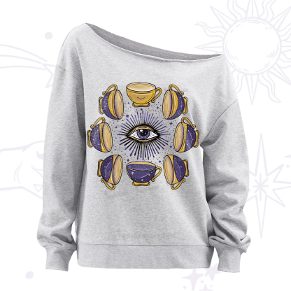 Purplehecate Moon Phase Coffee Lover Off The Shoulder Sweatshirt