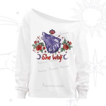 Purplehecate Moon Wolf Off The Shoulder Sweatshirt