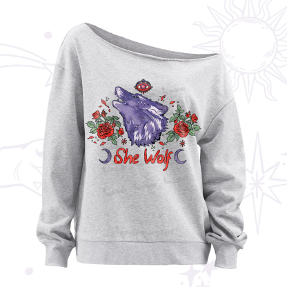 Purplehecate Moon Wolf Off The Shoulder Sweatshirt