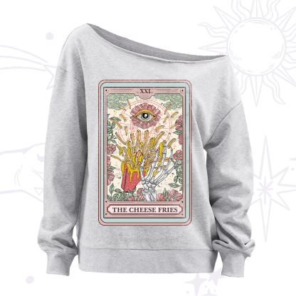Purplehecate The Cheese Fries Tarot Off The Shoulder Sweatshirt
