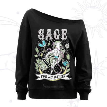 Purplehecate Sage For My Haters Off The Shoulder Sweatshirt