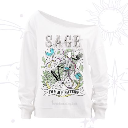 Purplehecate Sage For My Haters Off The Shoulder Sweatshirt