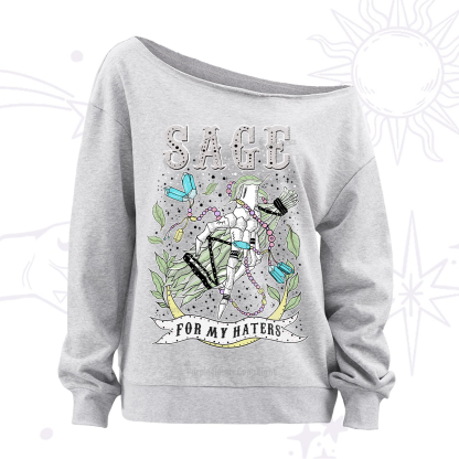 Purplehecate Sage For My Haters Off The Shoulder Sweatshirt