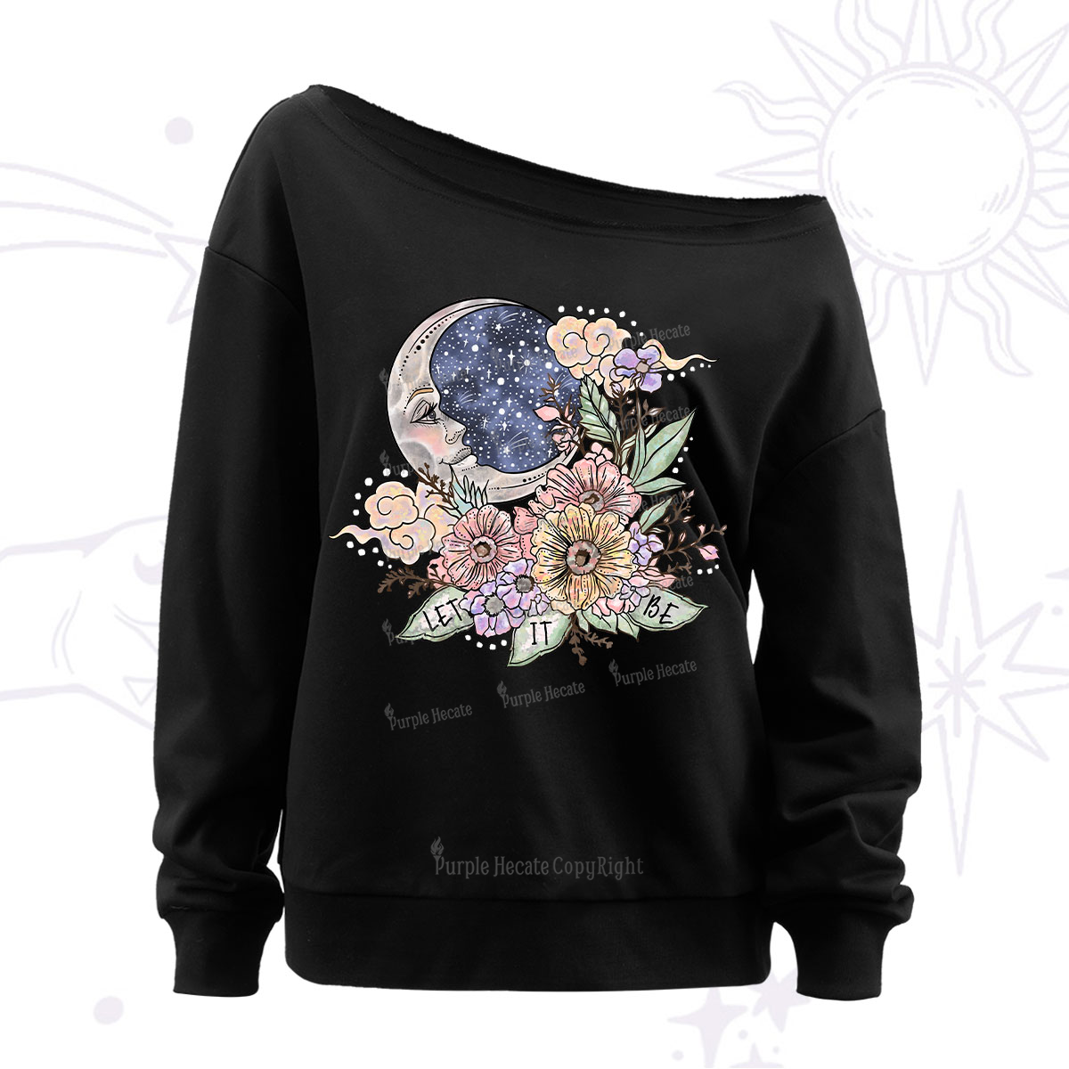 Purplehecate Let It Be Off The Shoulder Sweatshirt