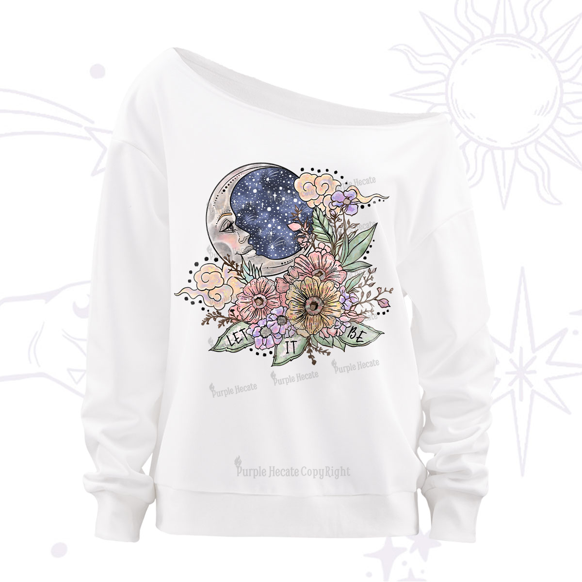 Purplehecate Let It Be Off The Shoulder Sweatshirt