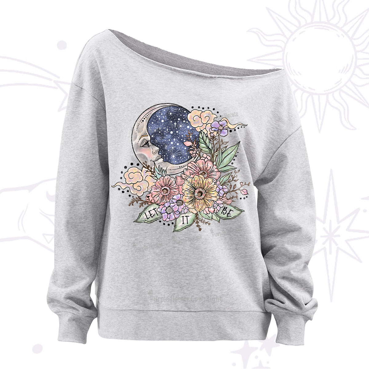 Purplehecate Let It Be Off The Shoulder Sweatshirt